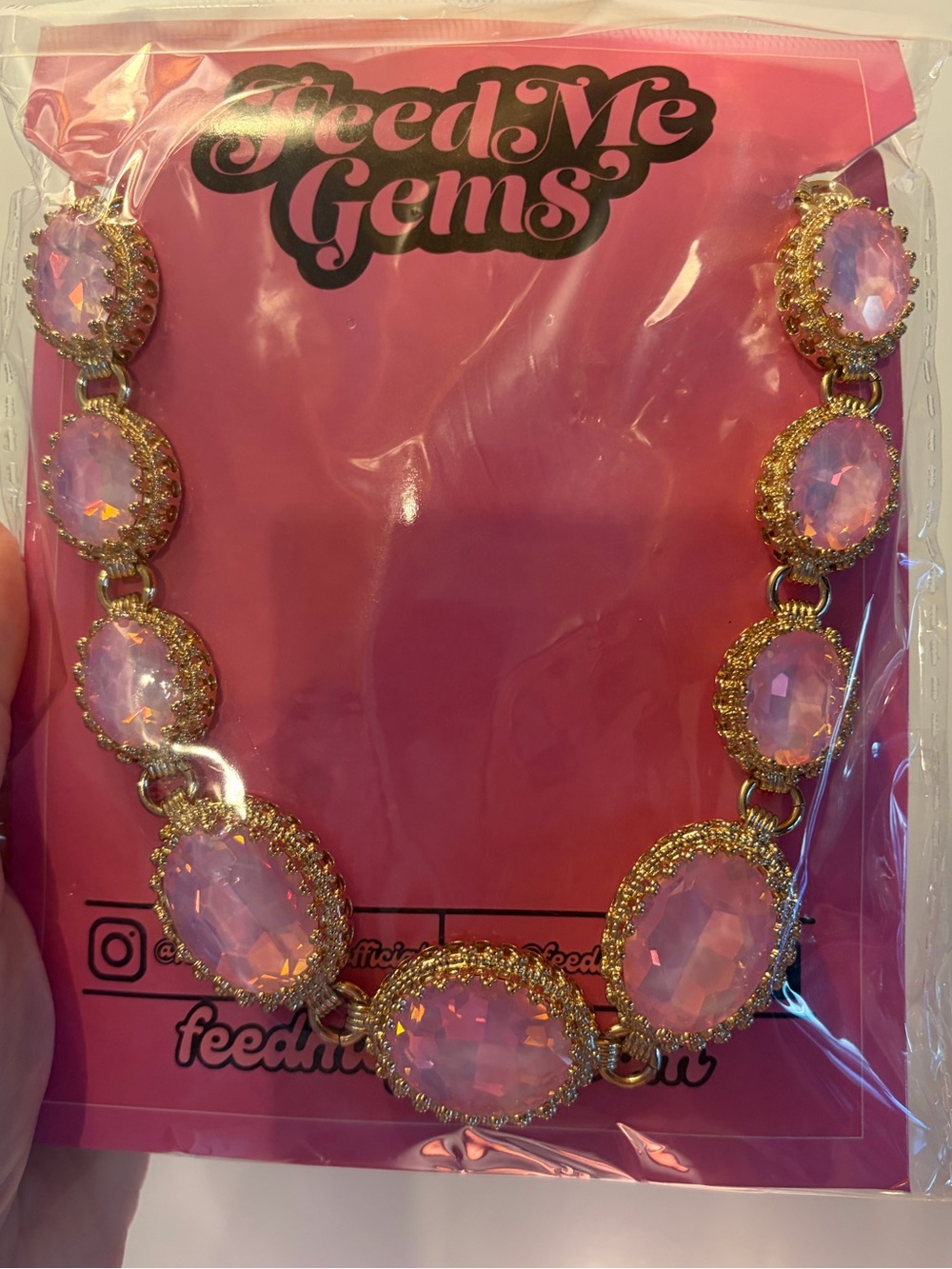 NEW Feed Me Gems Pink Opal “Princess” Necklace - Picture 9 of 13